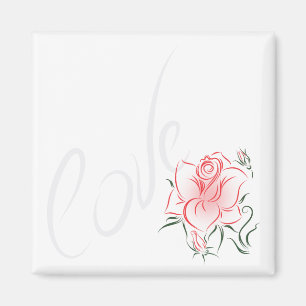 Imã Rosa vermelha estilizado e amor