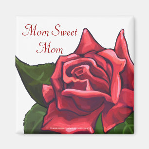 Imã Rosa vermelha pintada Mãe Doce Magneta Mãe