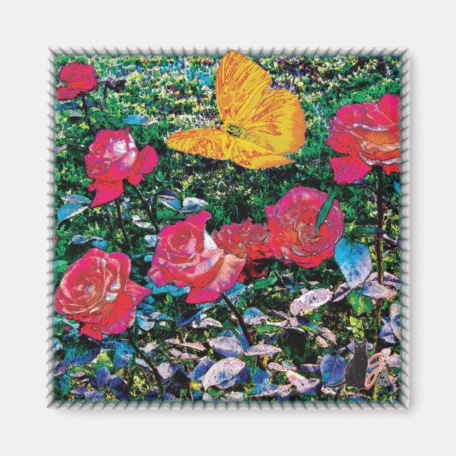 Imã Rosa vermelha Rosa vermelha Magnet (Frente)