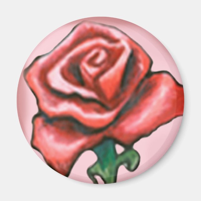 Imã Rosa vermelha solteiro (Frente)