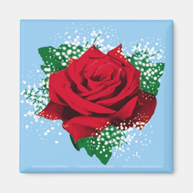 Imã ROSA VERMELHA Sq Magnet (Frente)