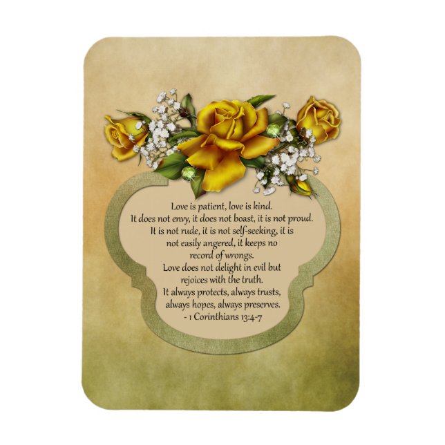 Ímã Rosas Amarelas Amor é Paciente, Amor é Bonito (Vertical)