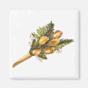 Imã Rosas amarelas enroladas em folha