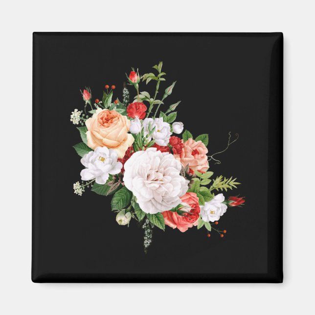 Imã Rosas Antigas Lindas Flores Buquê de Flores Amante (Frente)