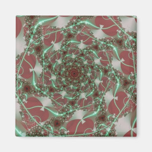 Imã Rosas Arte Fractal Vermelha e Verde