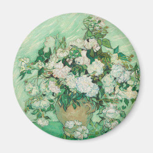 Imã Rosas Brancas de Van Gogh - Arte Floral Mint Vinta