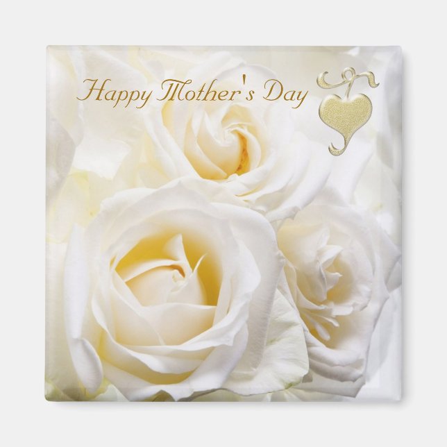 Imã Rosas brancas - Dia de as mães (Frente)