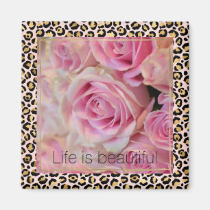 Imã Rosas Brancas Rosa Belos Momentos Leopardo