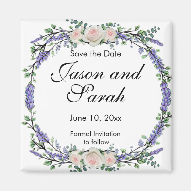 Imã rosas brancas-rosa lavanda eucalipto (Frente)