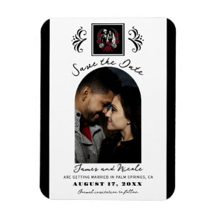 Ímã Rosas Brancas Vermelhas e Pretas Esqueleto Salvar 