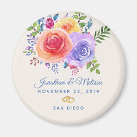 Rosas Coloridos Fluxo de Aquarela Salvar a Data