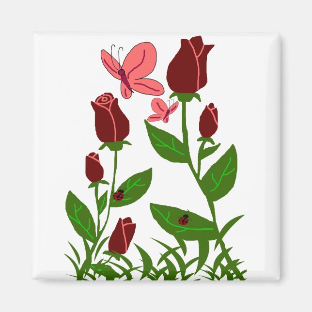 Imã Rosas com íman de borboletas (Frente)
