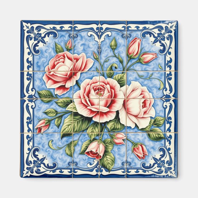 Imã rosas coradas de Lisboa íman (Frente)