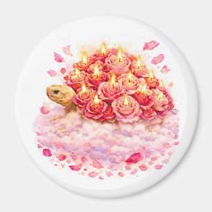 Imã Rosas de aniversário rosa e vermelhas Tartaruga Su