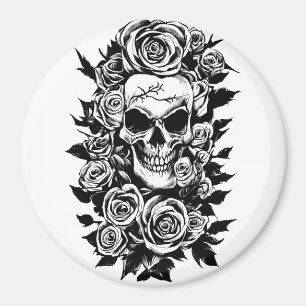 Imã Rosas de crânio humano Gótico de tinta original