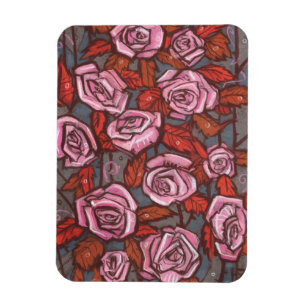 Ímã Rosas de outono Flores de Arte Floral Laranja Rosa