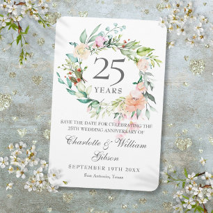 Ímã Rosas do 25º Aniversário de Casamento Floral Salve