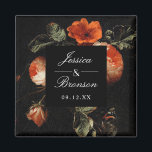 Imã Rosas Florais Românticos Escuros Casamento Mestre<br><div class="desc">Personalize o texto do seu evento. Mova ou dimensione a forma e os florais conforme desejado. Escala de forma e cor são editáveis</div>