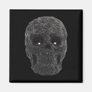 Imã Rosas Gótica Floral Halloween Figurume Skelet