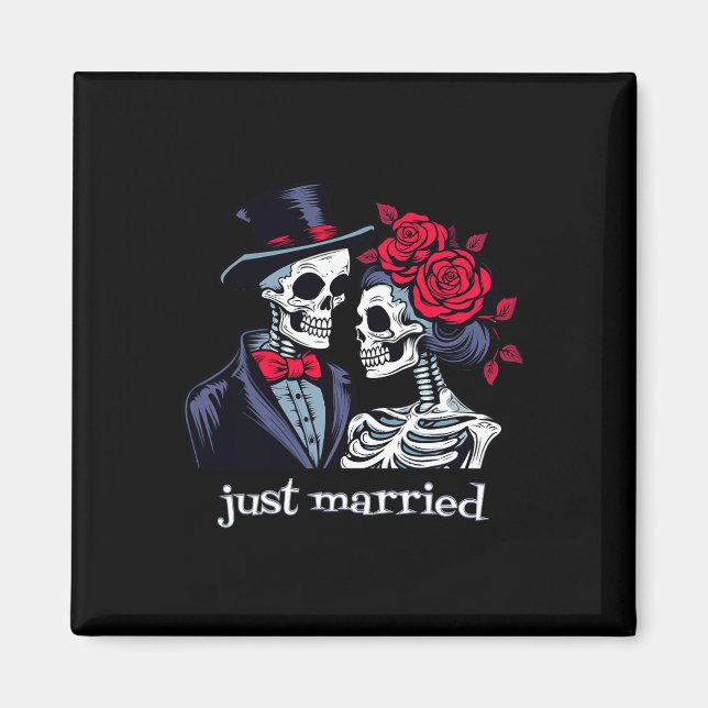 Imã Rosas Noiva De Esqueleto E Halloween De Esqueleto (Frente)