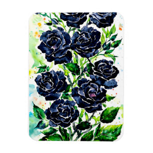Ímã Rosas Pretos Flores Gótico Pintura Por Aquarela