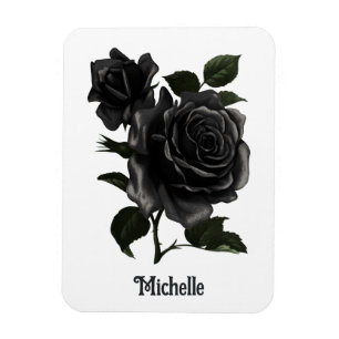 Ímã Rosas Pretos Góticos Vintage Personalizados
