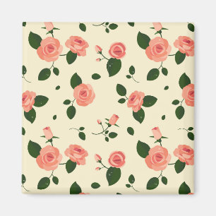 Imã Rosas Rosa Bonito Padrão Rosa Pastel