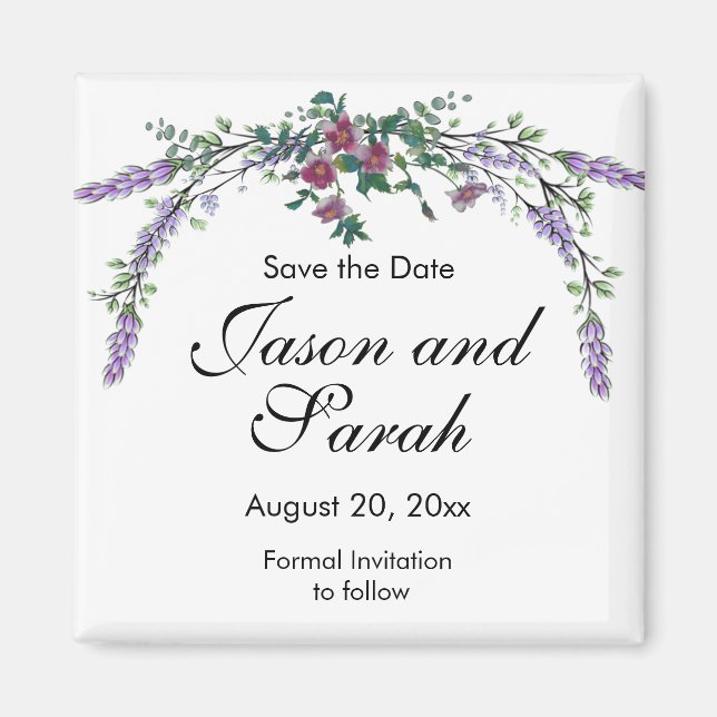 Imã Rosas rosa-do-campo lavanda eucalipto (Frente)