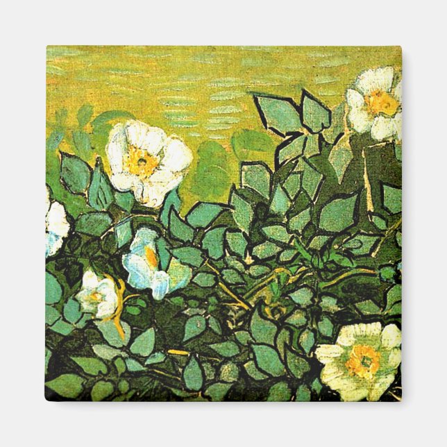 Imã Rosas selvagens, famosa pintura de Van Gogh Magnet (Frente)