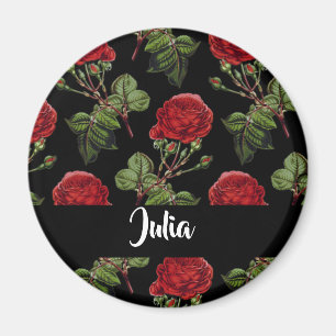 Imã Rosas vermelhas de nome personalizado