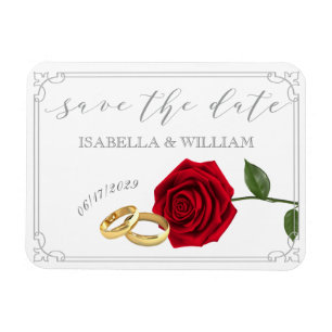 Ímã Rosas vermelhas elegantes e anéis que Wedding