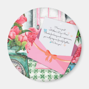 Imã Rosas Vermelhas Envelope de Carta Floral Dia das M