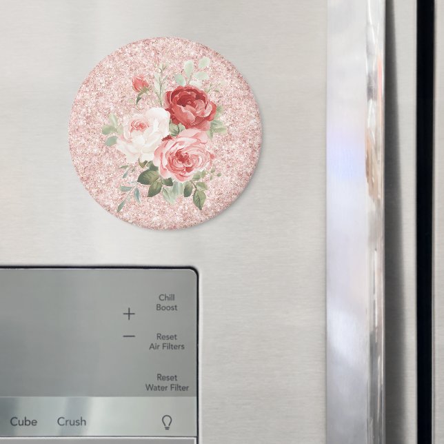Imã Rosas Vermelhas Rosadas Brilho Floral (In Situ (Fridge))