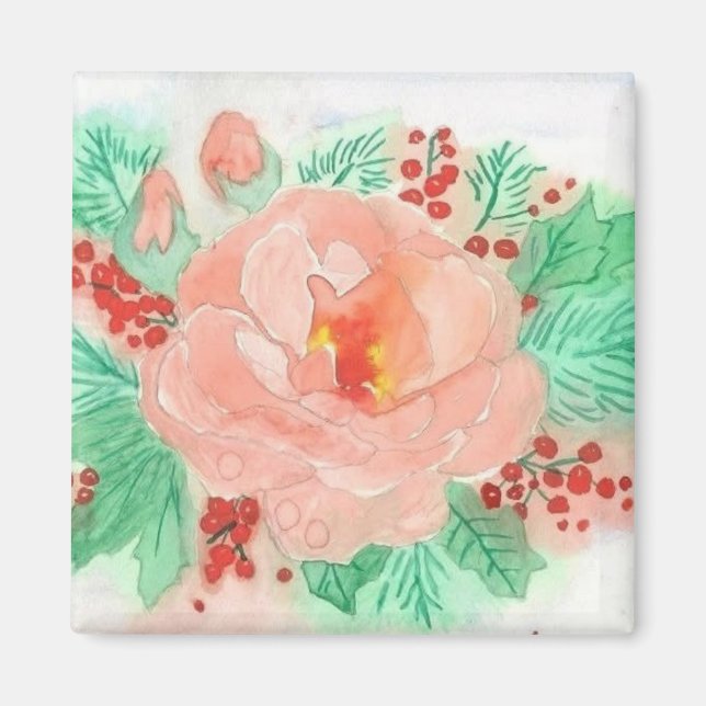 Imã Rose aquarelle française (Frente)