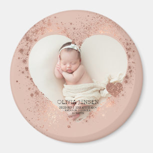 Imã Rose Gold Brilho Estatísticas de Nascimento de Rec