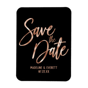 Ímã Rose Gold Tipografia Moderna Salve o Dia Casamento