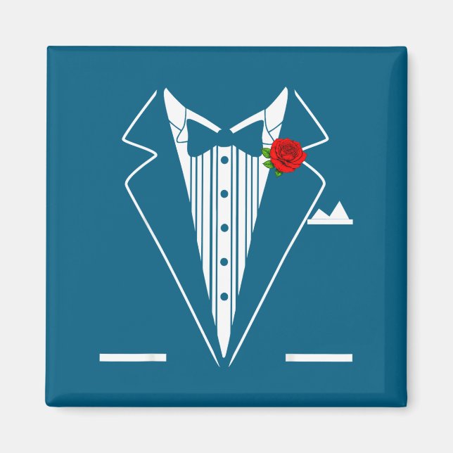 Imã Rose Tuxedo Tux Wedding Prom Costume Party Men Kid (Frente)