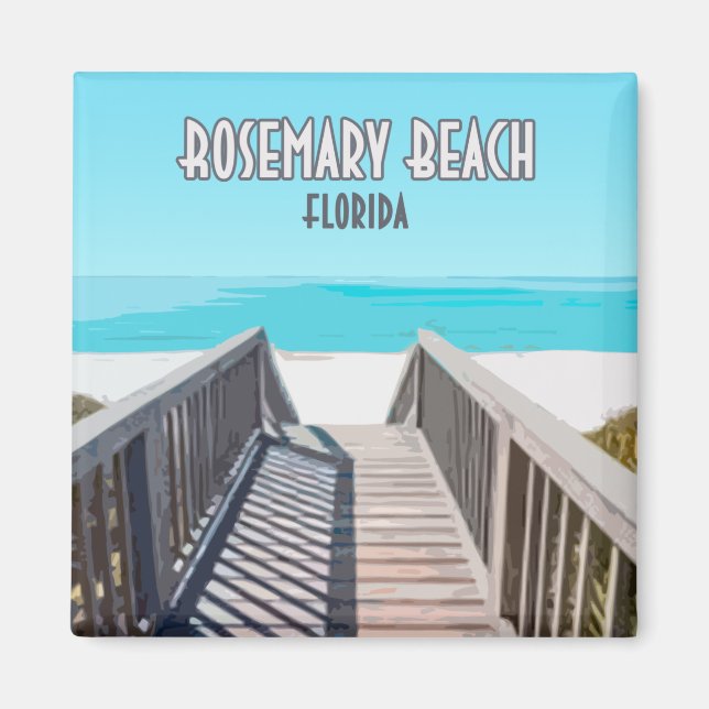 Imã Rosemary Beach, Flórida, Golfo, Vintage (Frente)