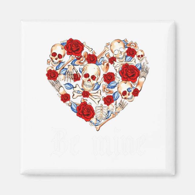 Imã Roses And Skulls Heart Gothic Style Valentine Be M (Frente)