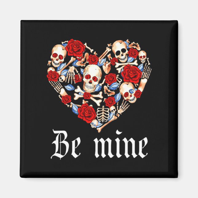 Imã Roses And Skulls Heart Gothic Style Valentine Be M (Frente)