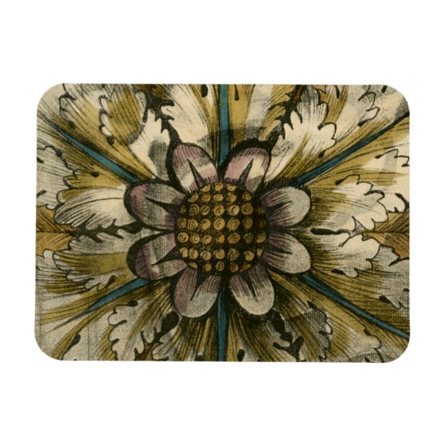 Ímã Rosetas de Demarcação Decorativa no Fundo das Cinz (Horizontal)