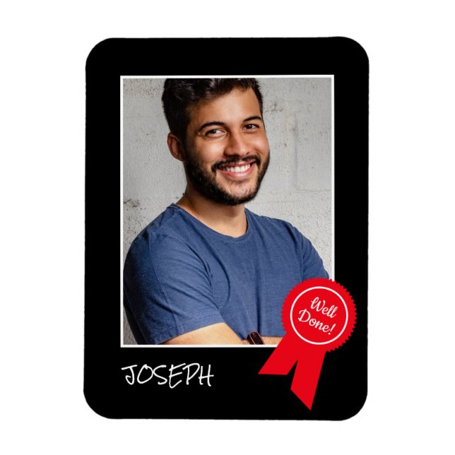 Ímã Rosette Vermelho Bem Feito, Foto Personalizada - P (Vertical)