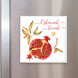 Imã Rosh Hashanah Chic Red Pomegranate Watercolor