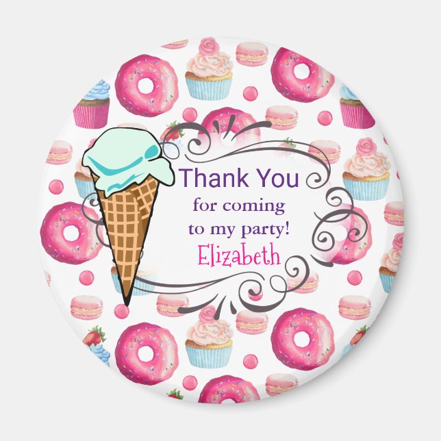 Imã Rosquinha Macarons E Partido De Cupcake Obrigado P (Frente)