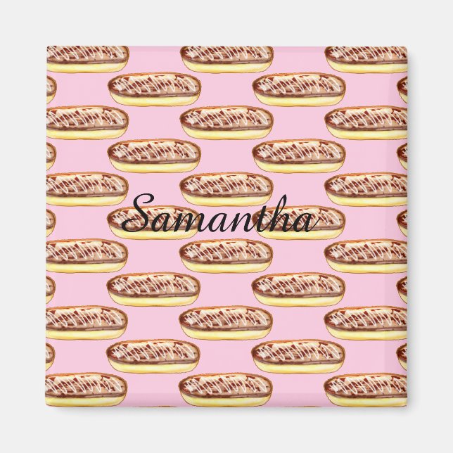 Imã Rosquinhas de Eclaira de Aquarela de Chocolate (Frente)