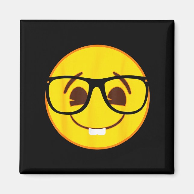 Imã Rosto Amarelo Sorridente Oficial de Emoji Nerd Gle (Frente)