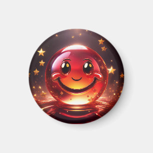 Imã Rosto Bubbly Vermelho Transparente Com Estrelas
