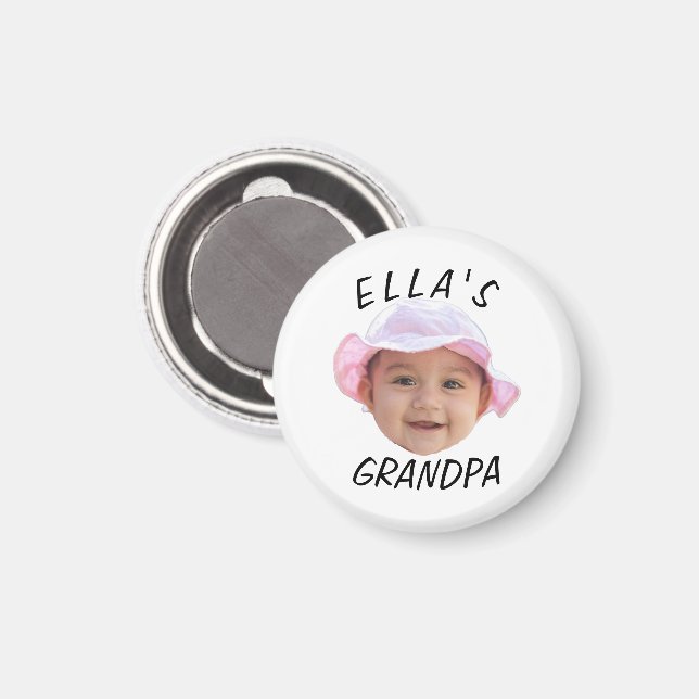 Imã Rosto de Bebê Personalizado Foto Texto Vô (Front/Back)