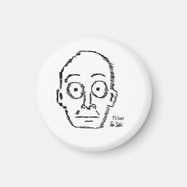 Imã rosto de desenho animado desenhado de forma esquem (Frente)