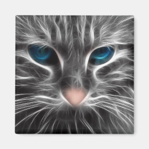 Imã Rosto de Gato Azul Incrível
